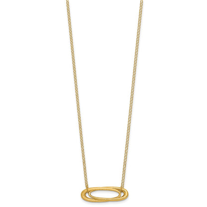 Polished and Brushed 2-Strand Fancy Oval w/2in Ext. Necklace