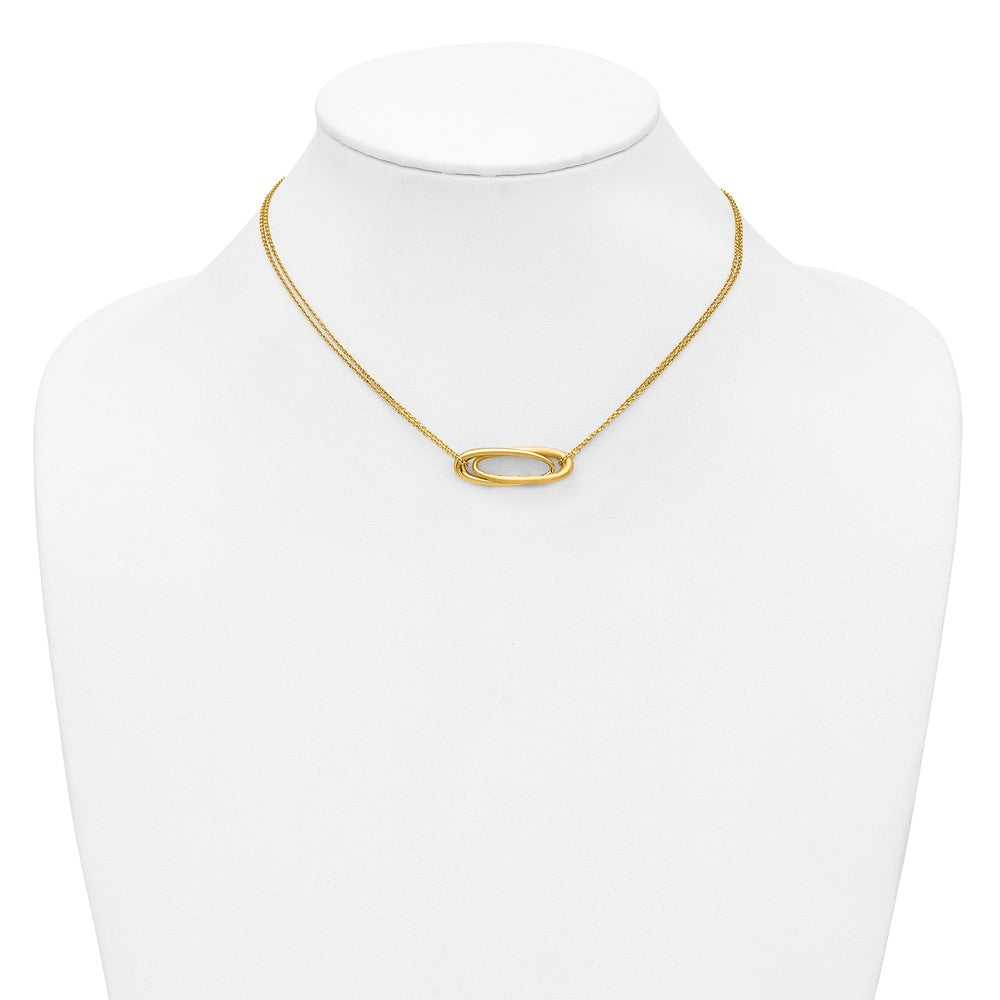 Polished and Brushed 2-Strand Fancy Oval w/2in Ext. Necklace