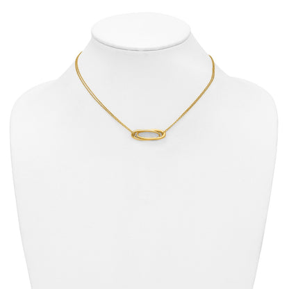 Polished and Brushed 2-Strand Fancy Oval w/2in Ext. Necklace