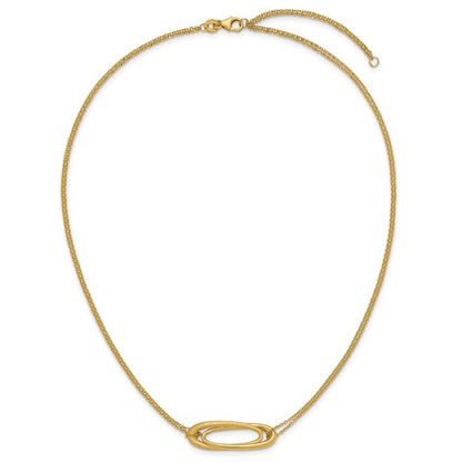 Polished and Brushed 2-Strand Fancy Oval w/2in Ext. Necklace
