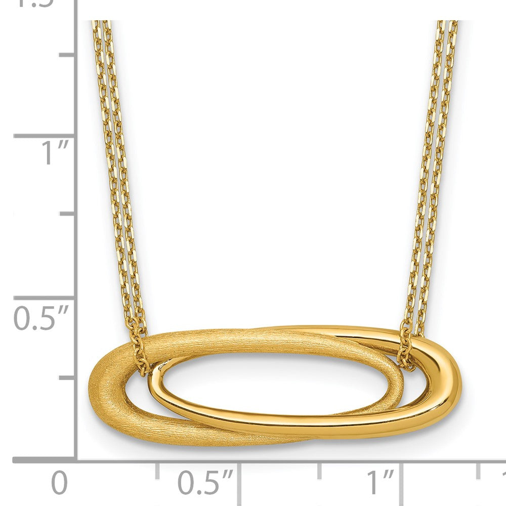 Polished and Brushed 2-Strand Fancy Oval w/2in Ext. Necklace
