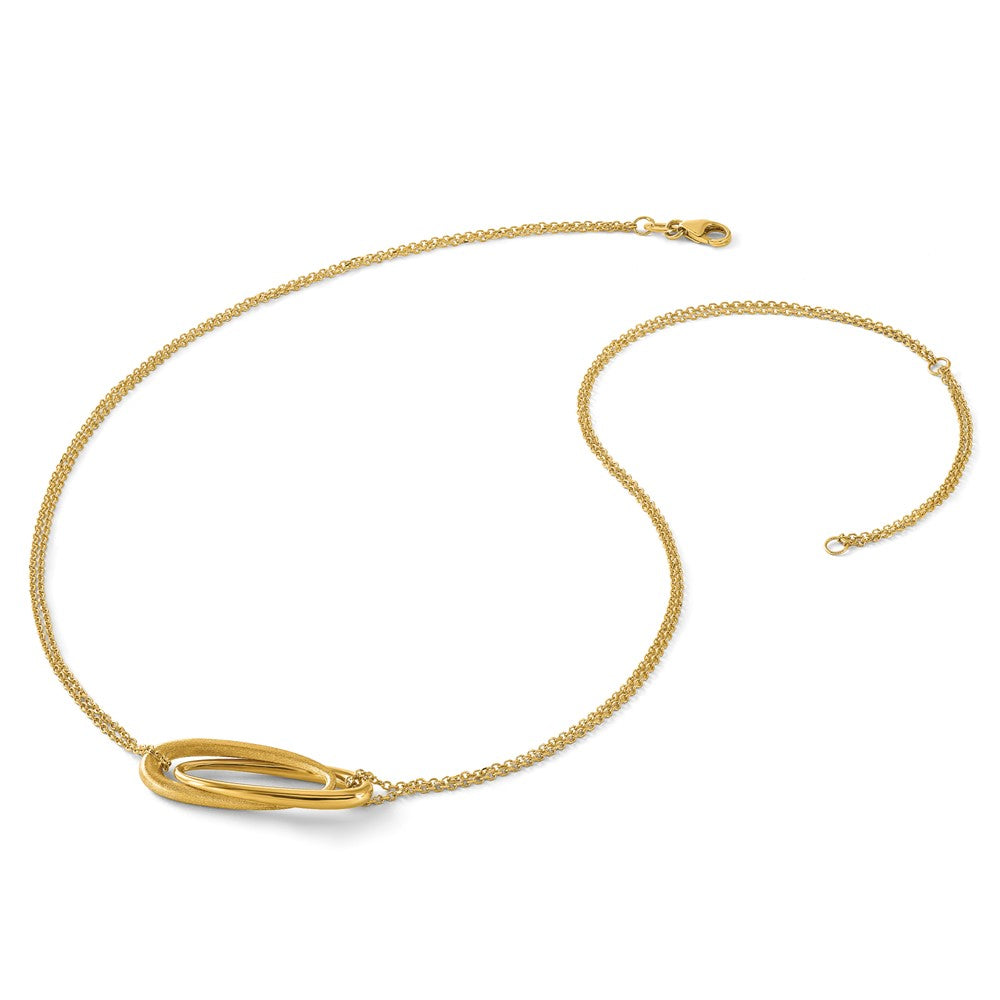 Polished and Brushed 2-Strand Fancy Oval w/2in Ext. Necklace