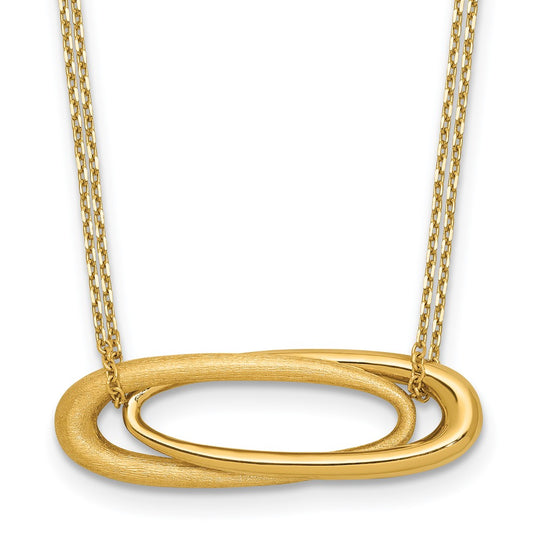 Polished and Brushed 2-Strand Fancy Oval w/2in Ext. Necklace