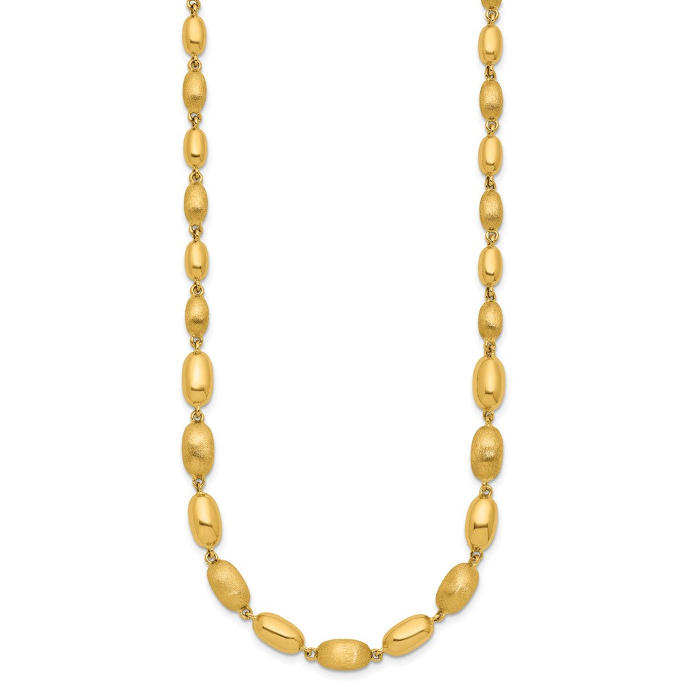 Polished and Brushed Oval Beaded Link Necklace 17"