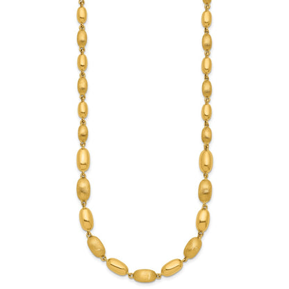 Polished and Brushed Oval Beaded Link Necklace 17"
