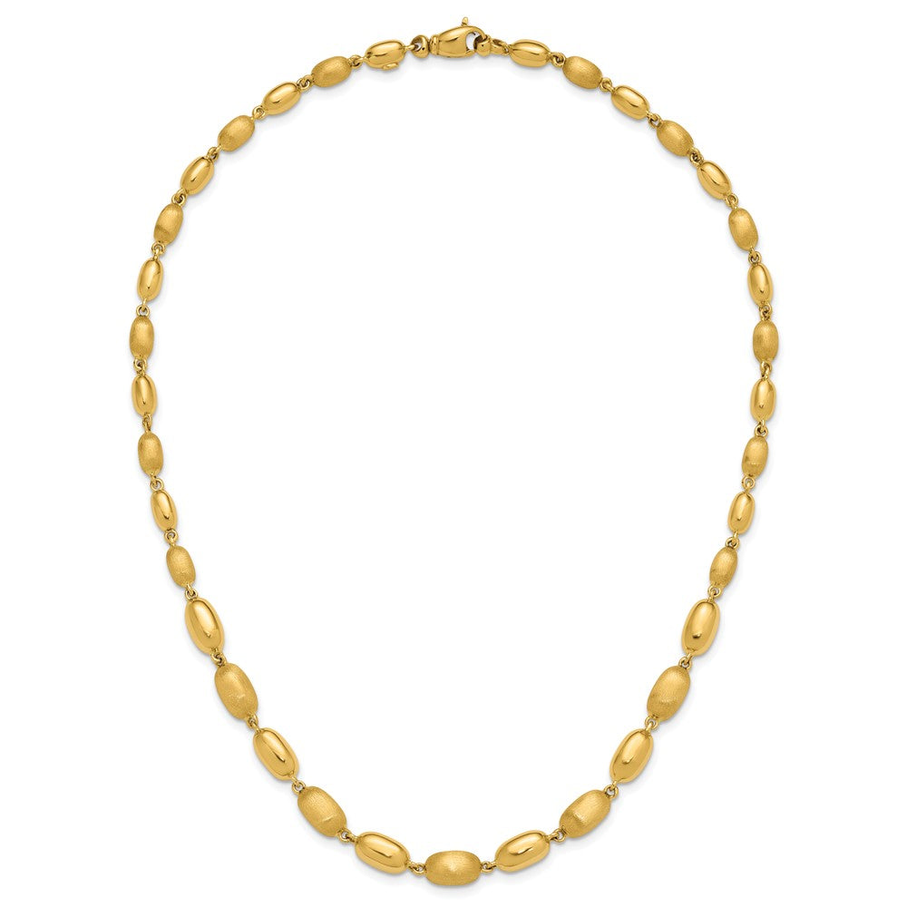 Polished and Brushed Oval Beaded Link Necklace 17"