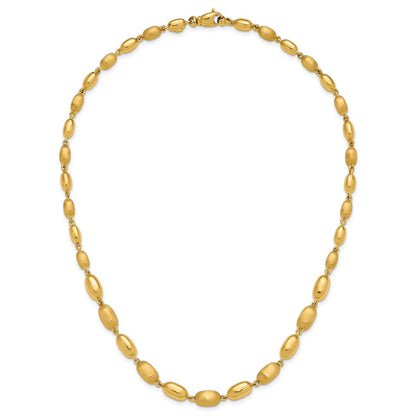 Polished and Brushed Oval Beaded Link Necklace 17"