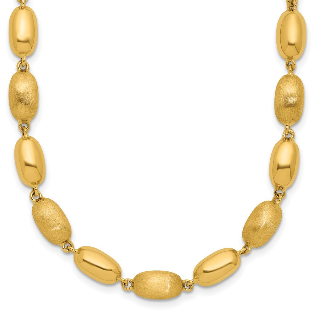 Polished and Brushed Oval Beaded Link Necklace 17"