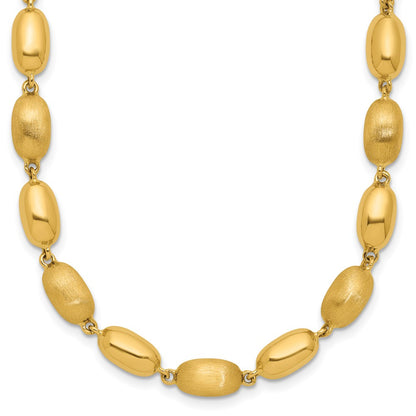 Polished and Brushed Oval Beaded Link Necklace 17"