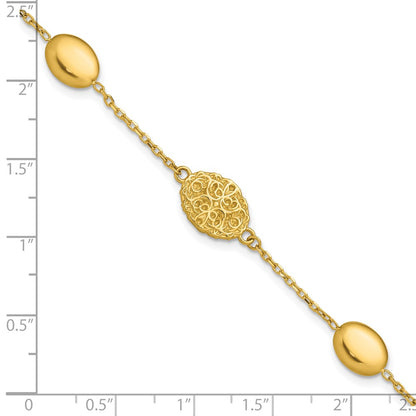 Polished Oval Textured w/.5in Ext. Fancy Bracelet