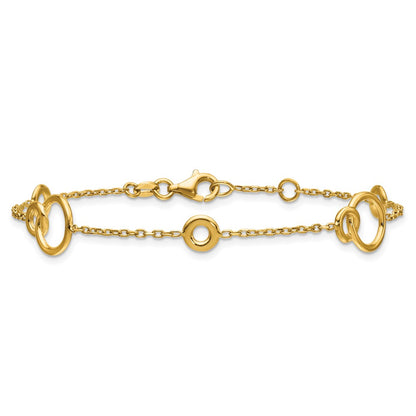 Polished Circle Station w/.5in Ext. Bracelet - 3.23g