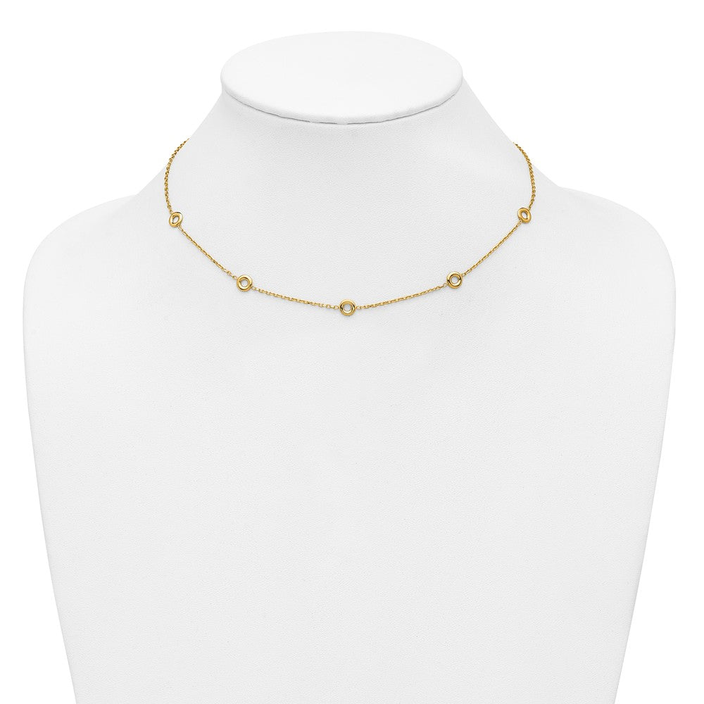 Polished Circle Station w/2in Ext. Necklace - 5.5mm
