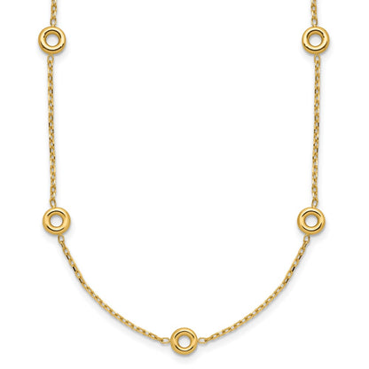Polished Circle Station w/2in Ext. Necklace - 5.5mm