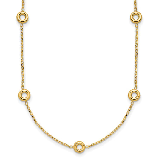 Polished Circle Station w/2in Ext. Necklace - 5.5mm