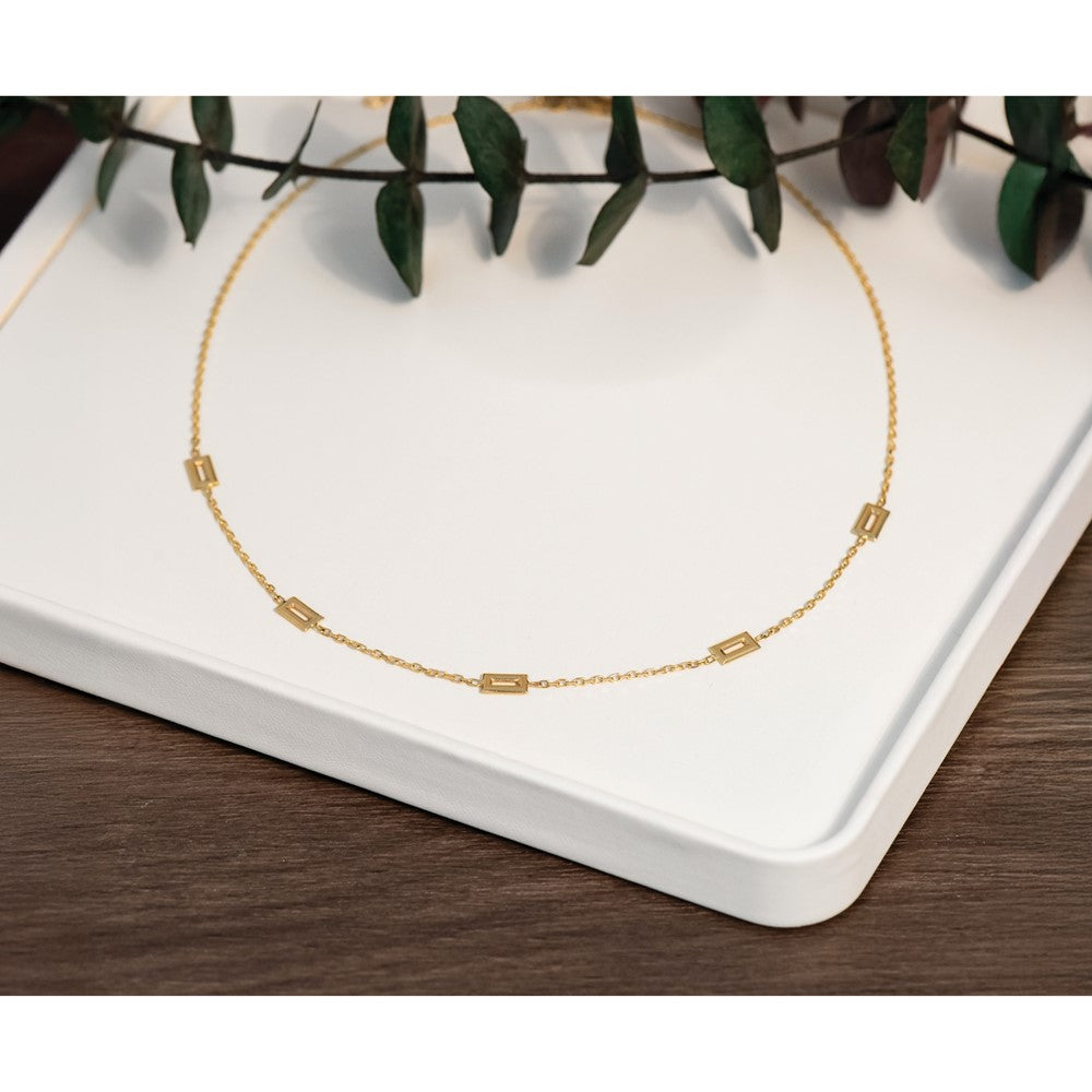 Polished Rectangle Station w/2in Ext. Necklace