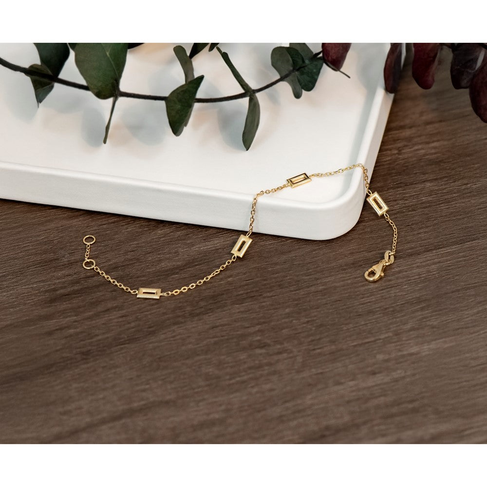 Polished Rectangle Station w/.5in Ext. Bracelet