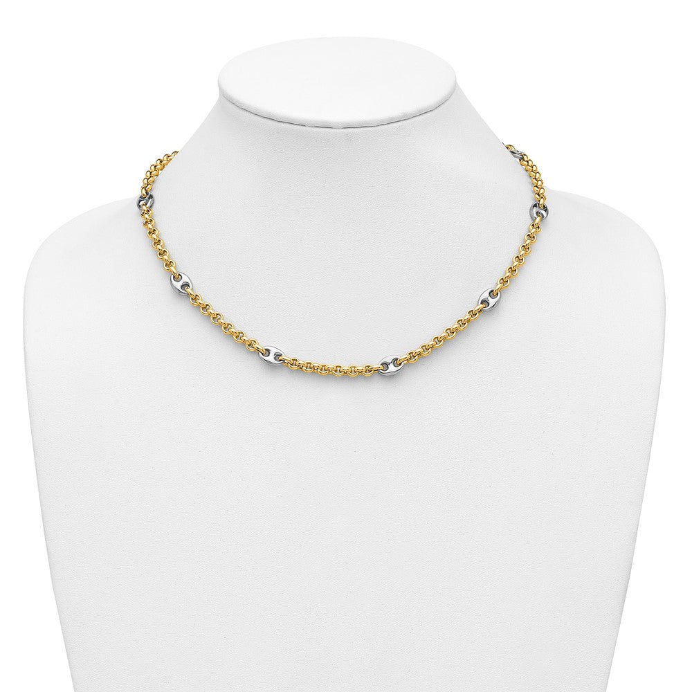 Polished Fancy Puffed Mariner Link Necklace 18"