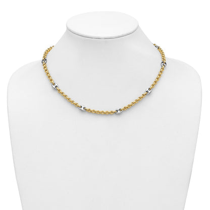 Polished Fancy Puffed Mariner Link Necklace 18"
