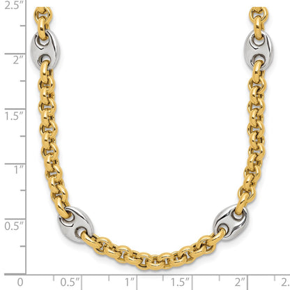 Polished Fancy Puffed Mariner Link Necklace 18"