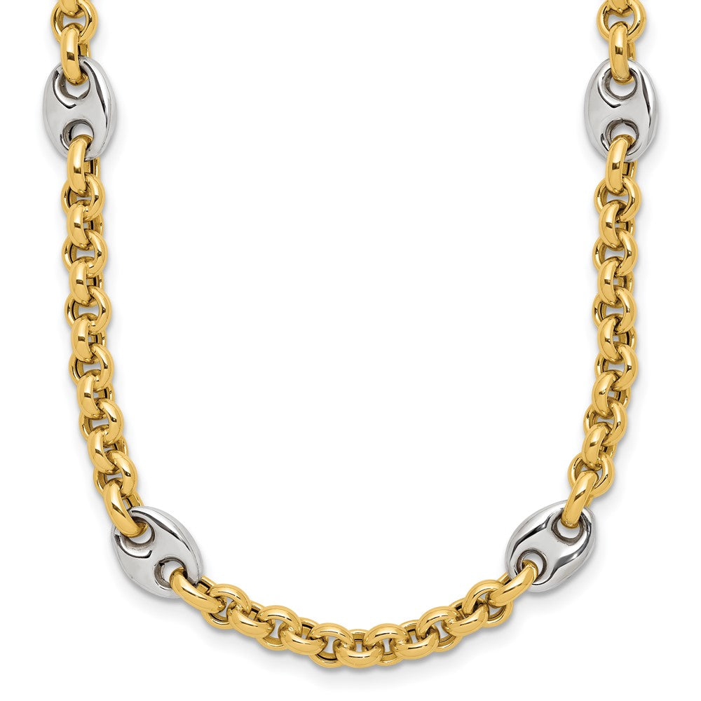 Polished Fancy Puffed Mariner Link Necklace 18"