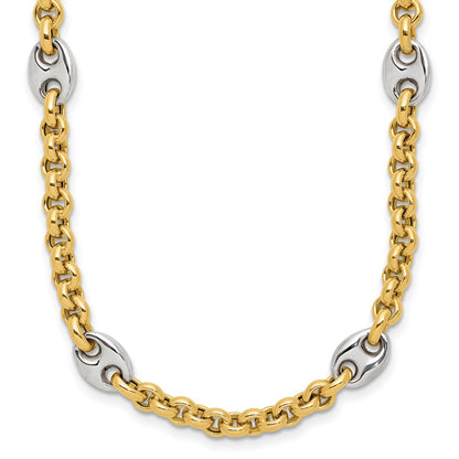 Polished Fancy Puffed Mariner Link Necklace 18"