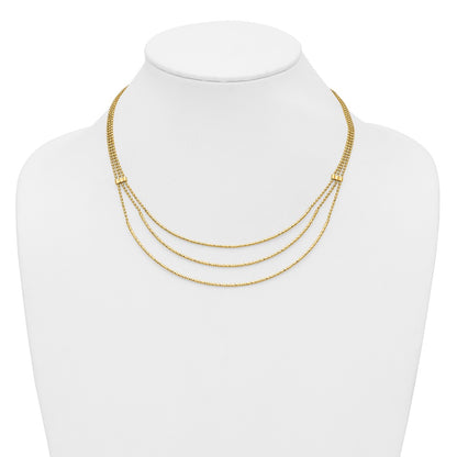 Polished and Diamond-cut 3-strand Bar Necklace 16.5"