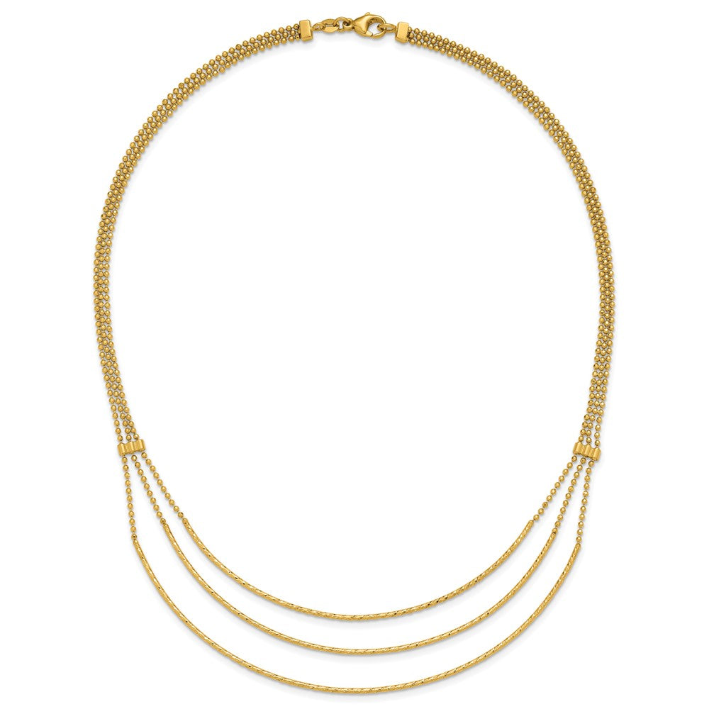 Polished and Diamond-cut 3-strand Bar Necklace 16.5"