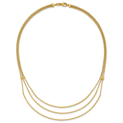 Polished and Diamond-cut 3-strand Bar Necklace 16.5"