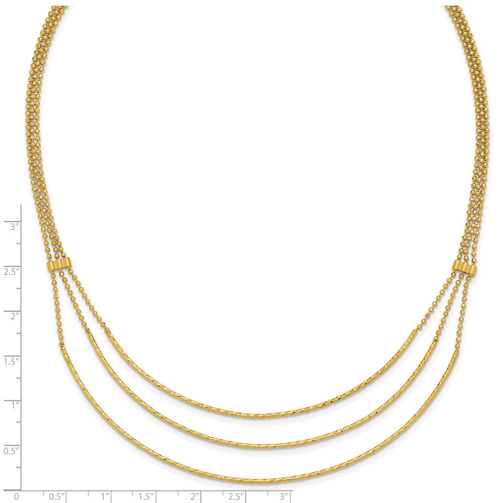 Polished and Diamond-cut 3-strand Bar Necklace 16.5"