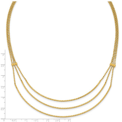 Polished and Diamond-cut 3-strand Bar Necklace 16.5"