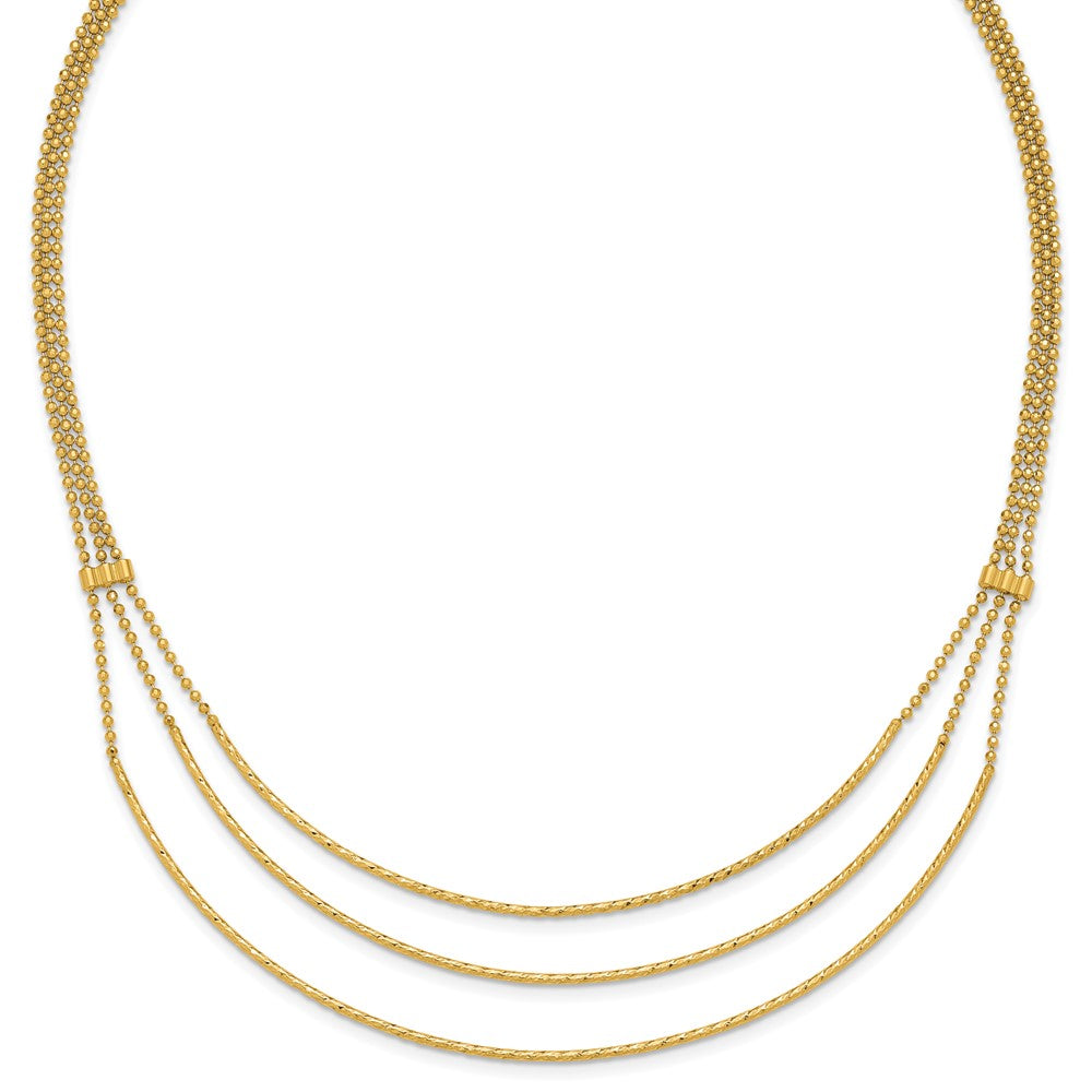 Polished and Diamond-cut 3-strand Bar Necklace 16.5"