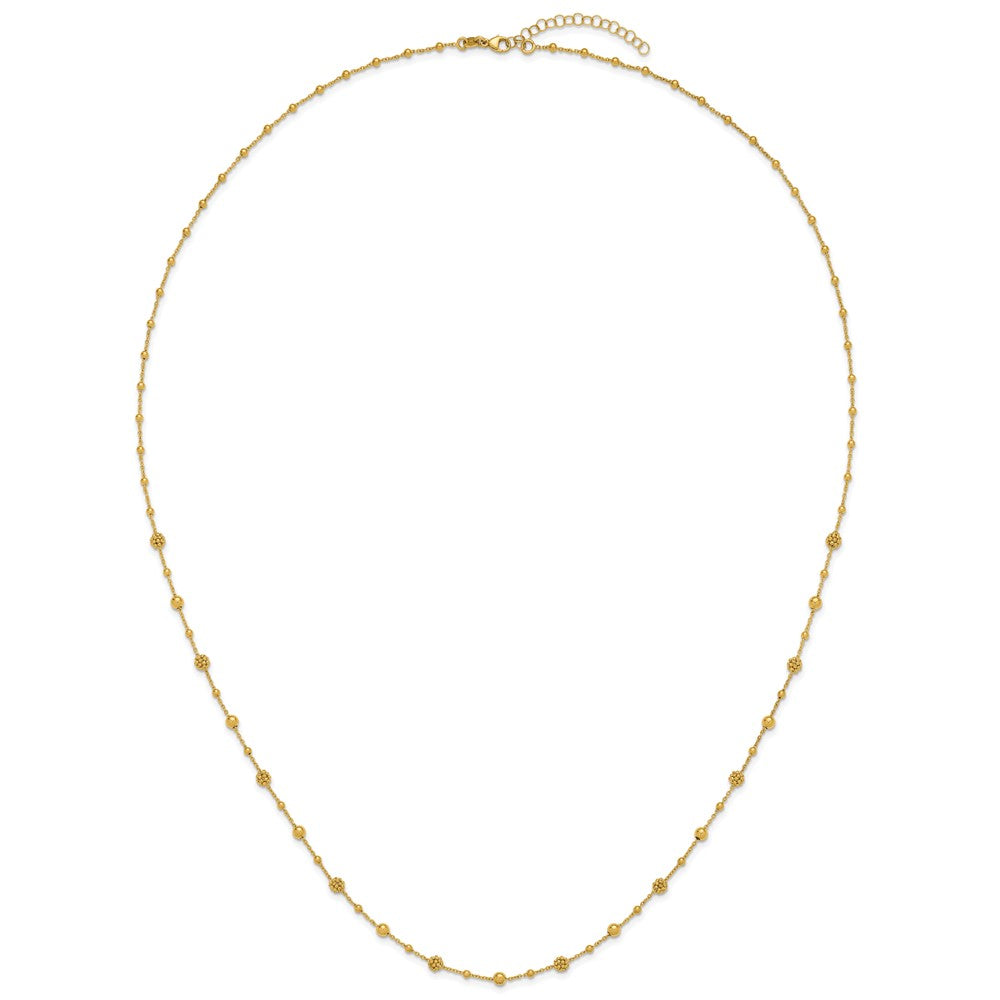 Polished Dia-cut Beaded w/ 2in ext. Necklace