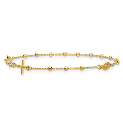 Polished Beaded Cross w/.5in ext. Rosary Bracelet