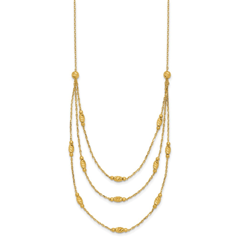 Polished and Dia-cut Layered Beaded w/2in ext. Necklace