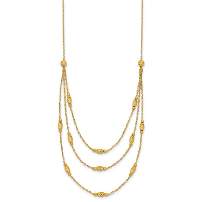 Polished and Dia-cut Layered Beaded w/2in ext. Necklace