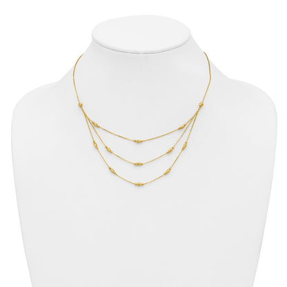 Polished and Dia-cut Layered Beaded w/2in ext. Necklace