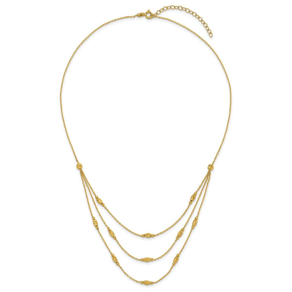 Polished and Dia-cut Layered Beaded w/2in ext. Necklace
