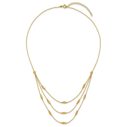 Polished and Dia-cut Layered Beaded w/2in ext. Necklace