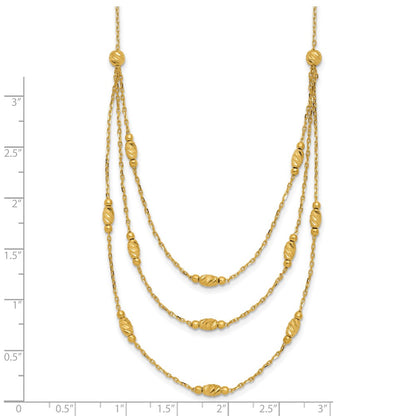 Polished and Dia-cut Layered Beaded w/2in ext. Necklace