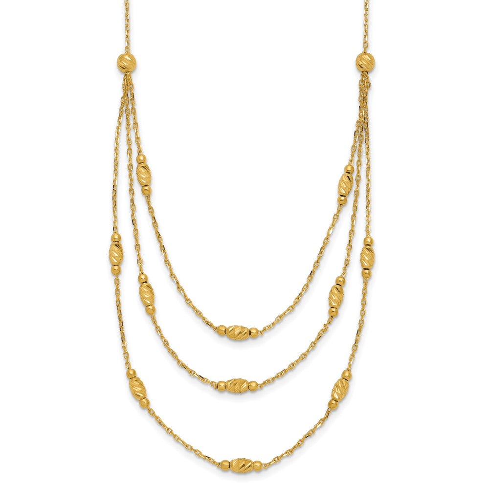 Polished and Dia-cut Layered Beaded w/2in ext. Necklace