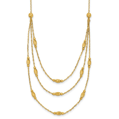 Polished and Dia-cut Layered Beaded w/2in ext. Necklace