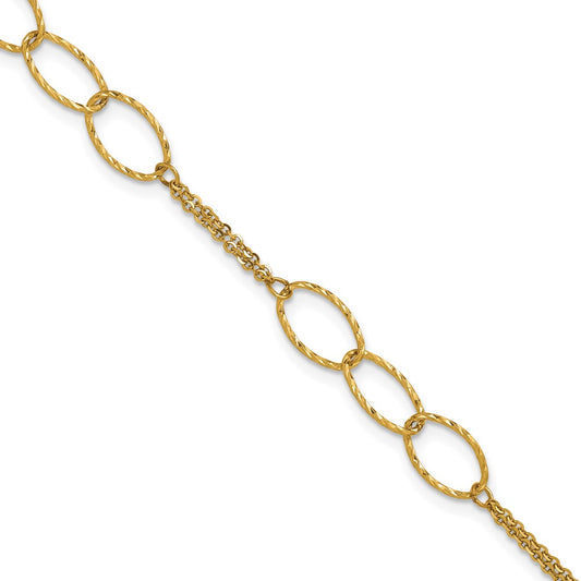 Polished Dia-cut 2-Strand Oval Links w/1in ext. Bracelet