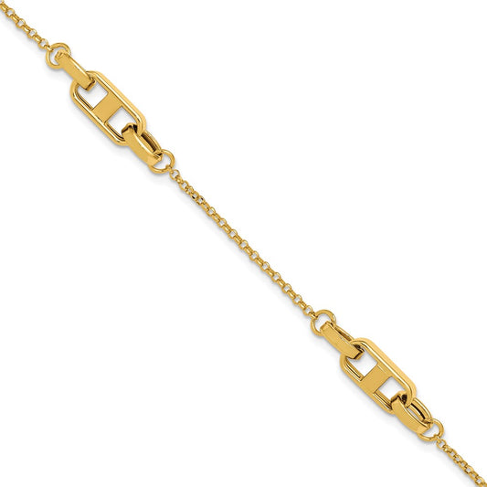 Polished Fancy Link w/1in ext. Bracelet - 3.42g
