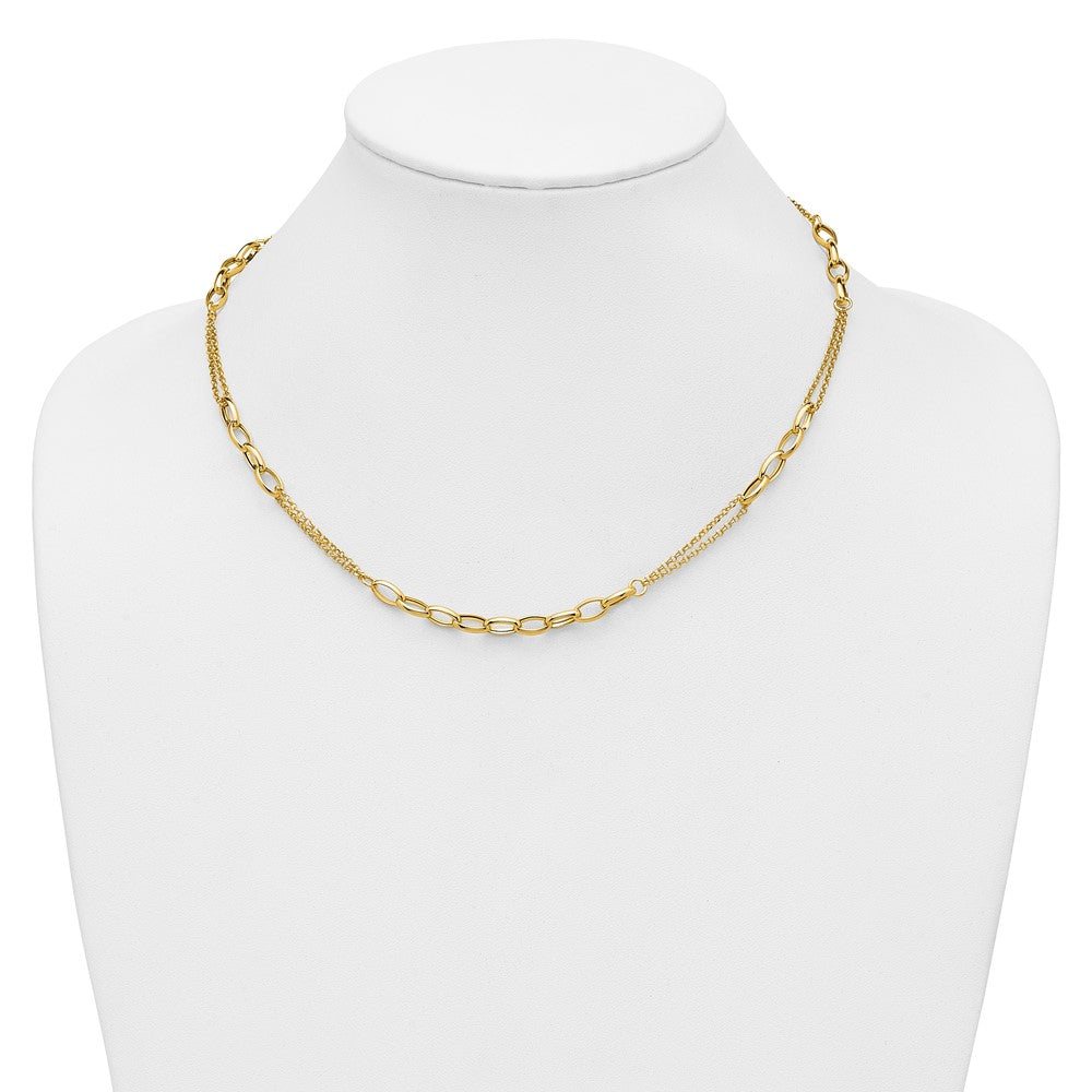 Polished Fancy Oval Link Necklace 18.5" - 27mm