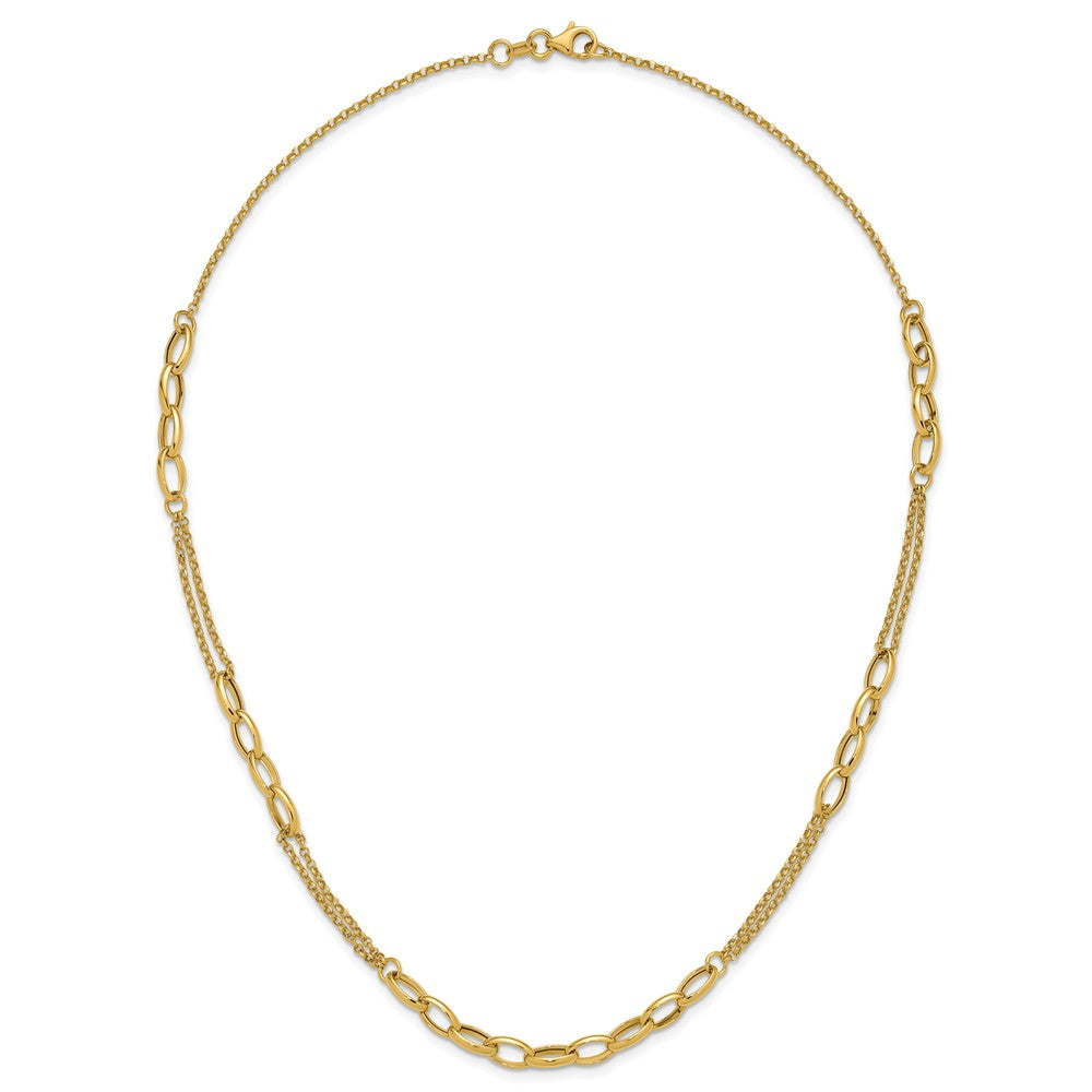Polished Fancy Oval Link Necklace 18.5" - 27mm