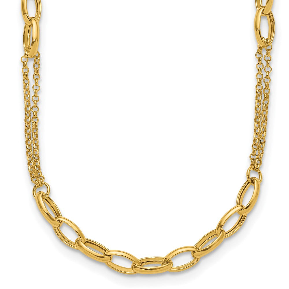 Polished Fancy Oval Link Necklace 18.5" - 27mm