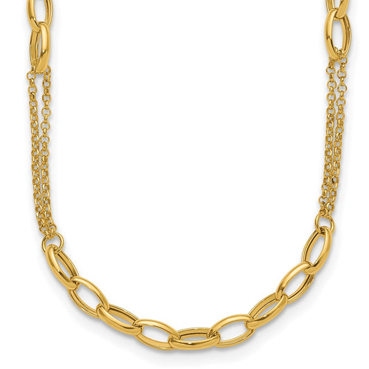 Polished Fancy Oval Link Necklace 18.5" - 27mm