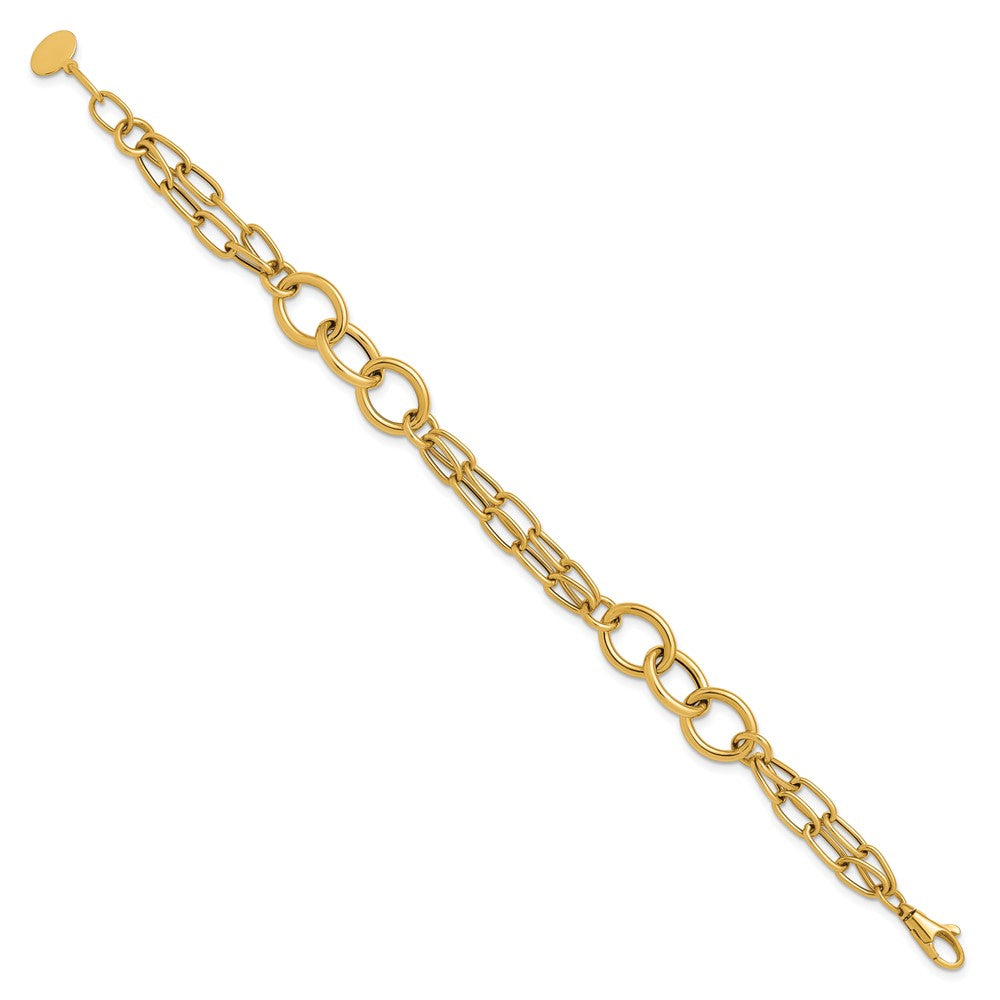 Polished Fancy 2-strand Link Bracelet 7.5"