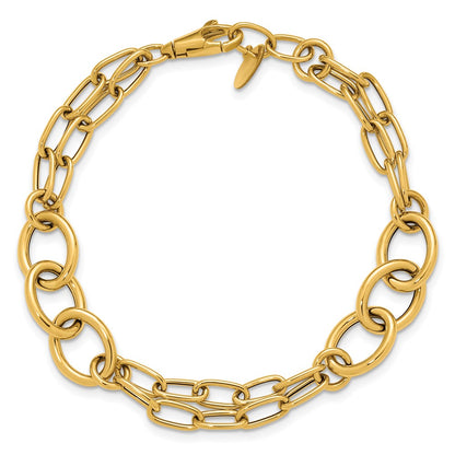 Polished Fancy 2-strand Link Bracelet 7.5"