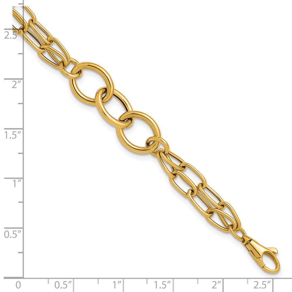Polished Fancy 2-strand Link Bracelet 7.5"